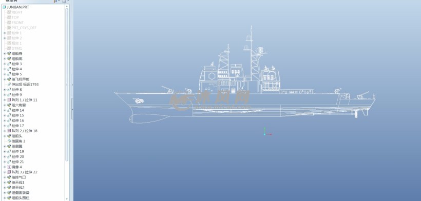 军舰3d建模 - 海洋船舶图纸 - 沐风网