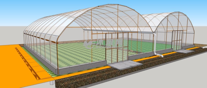 圆管棚架薄膜温室大棚三维模型