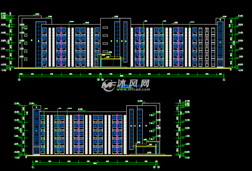 某学院h型13824平米五层框架结构宿舍楼建筑图(防火专篇)