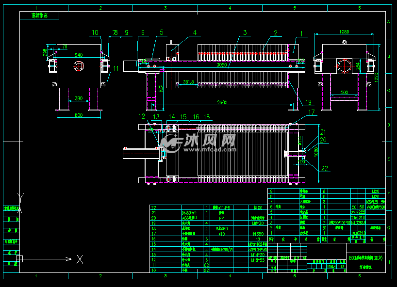 30平方800型自动保压板框压滤机图纸
