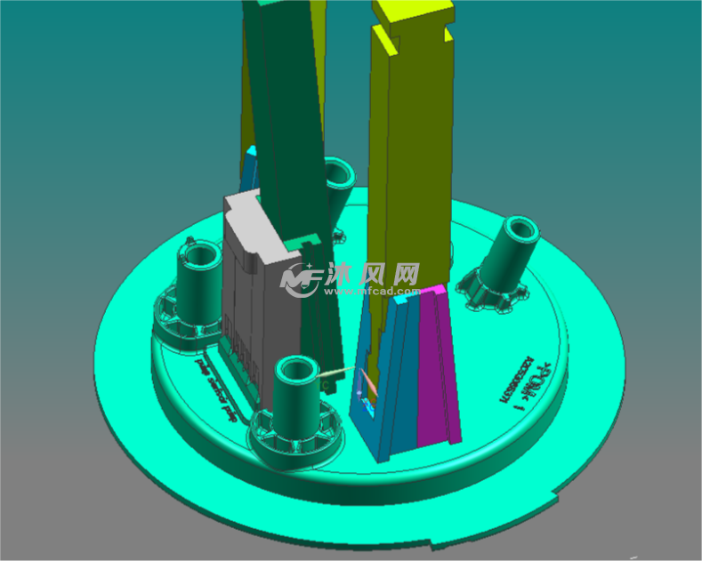 油盖前后模斜顶中出斜顶和大角度斜滑块抽芯3d结构