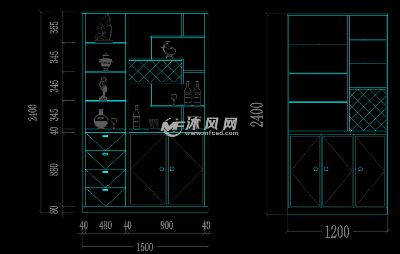 一些酒柜的立面图cad图纸