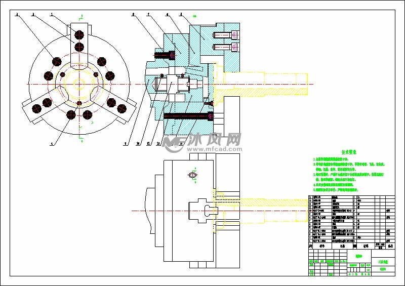 三爪卡盘夹具装配图