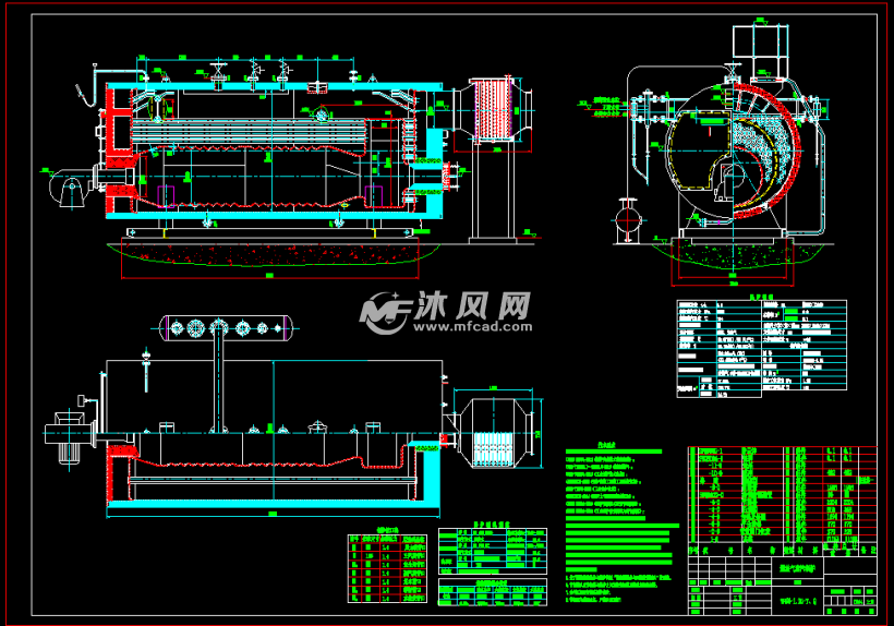 6吨小时卧式燃油燃气锅炉装配图纸