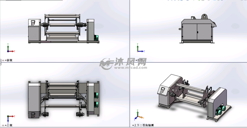 双工位收卷机模型 包装机械图纸 沐风网