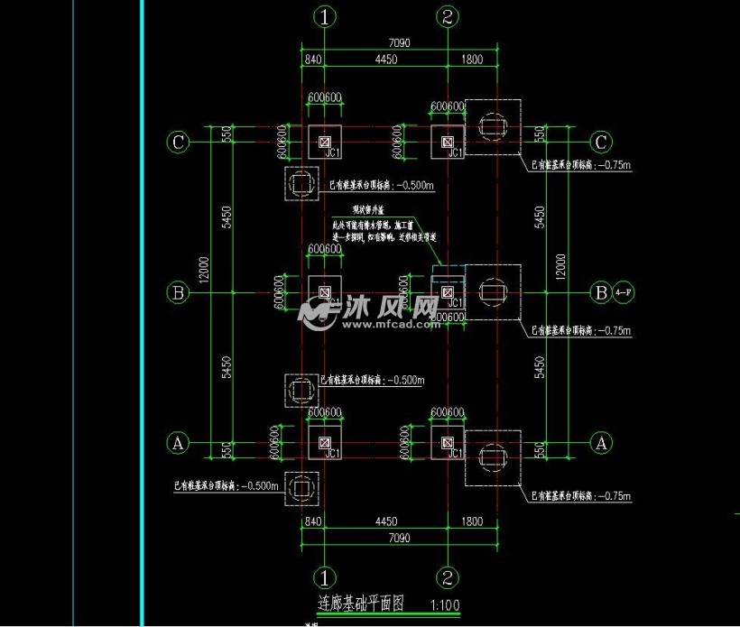连廊基础平面图
