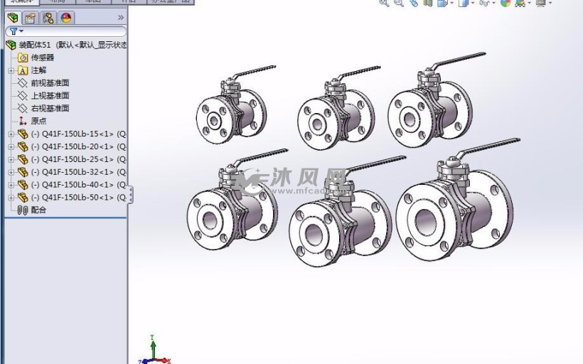 6款q41f-150lb美标法兰球阀模型 阀体图纸 沐风网