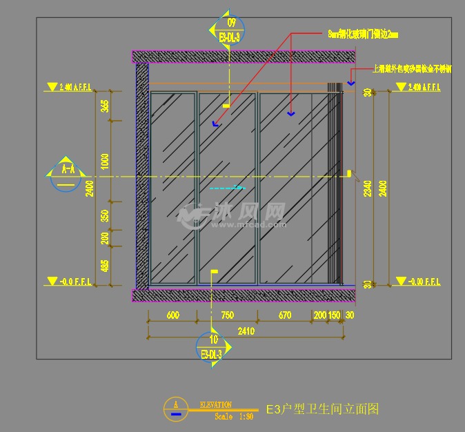 家装玻璃隔断及推拉门平开门大样图