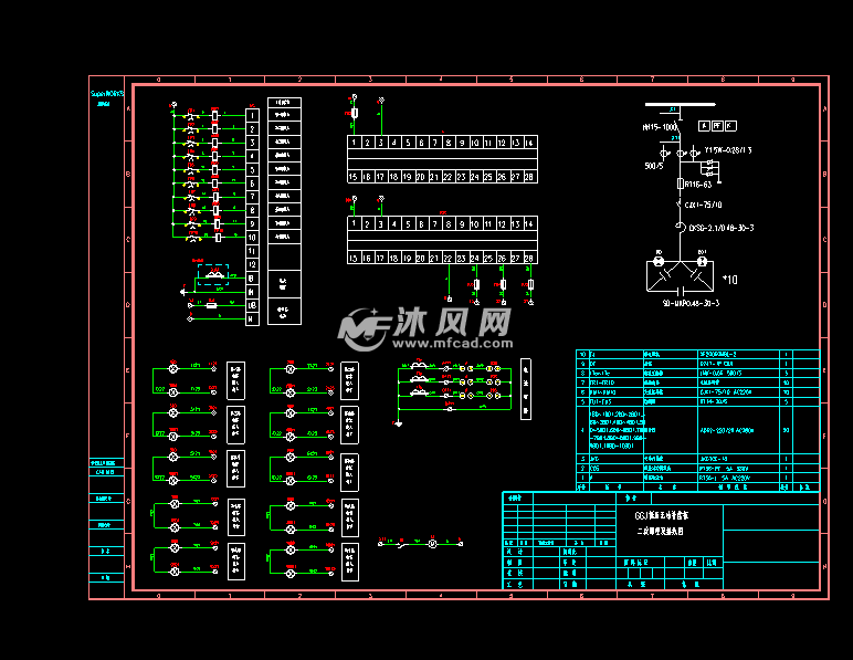 ggj低压无功补偿柜10路辅屏带辅电气原理图及接线图