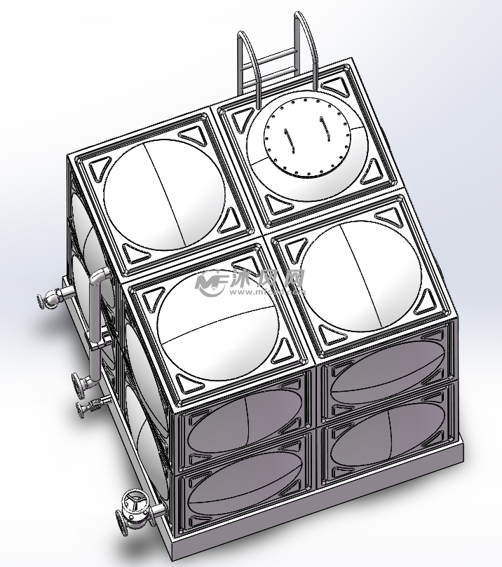 不锈钢水箱(2x2x2米)模型设计