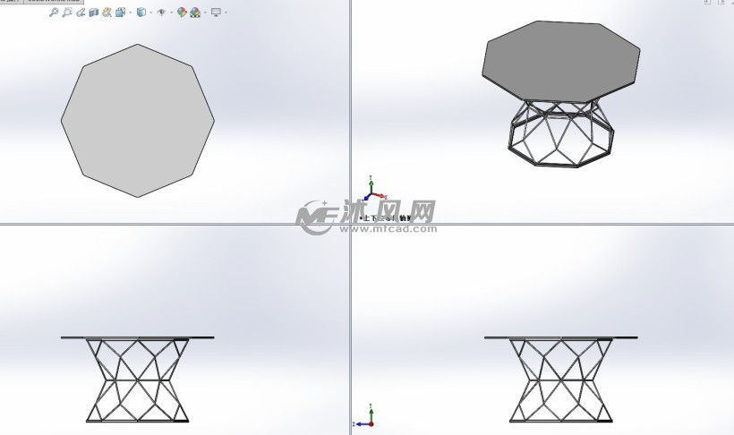 多边形茶几模型三视图