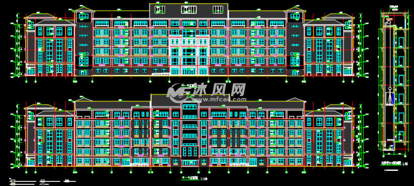 某大学20400平米六层框架结构教学楼建筑设计图