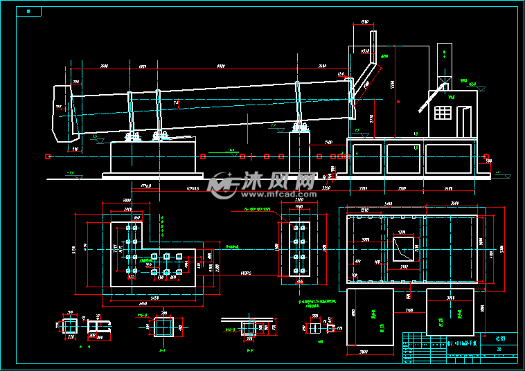 4x18m烘干机总图及基础图 排风设备图纸 沐风网