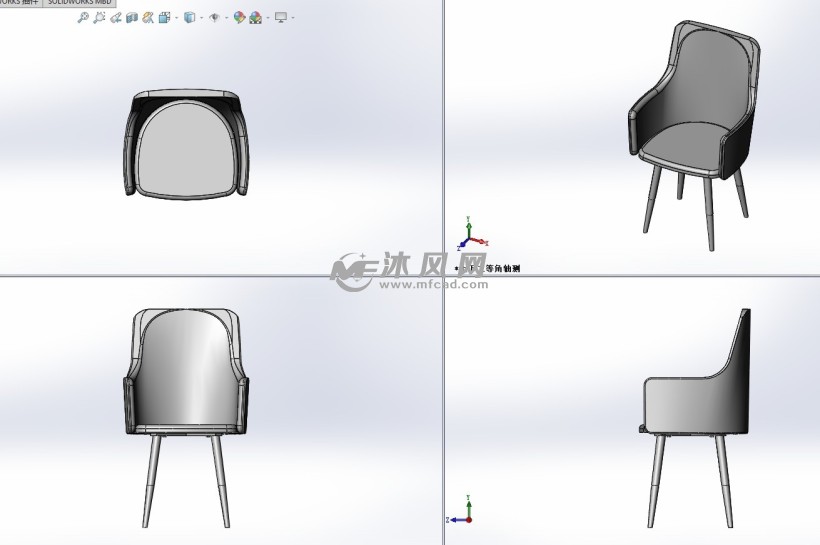 休闲座椅模型三视图