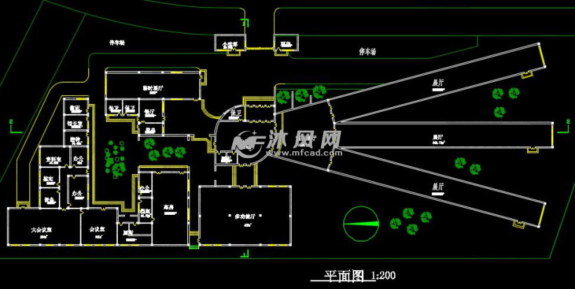 一层博物馆建筑初步方案设计图-3086平米