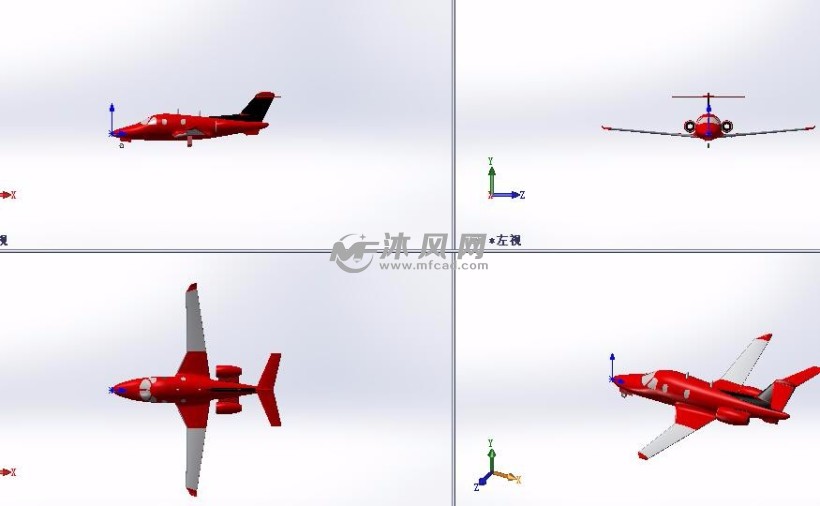 玩具飞机设计模型三视图