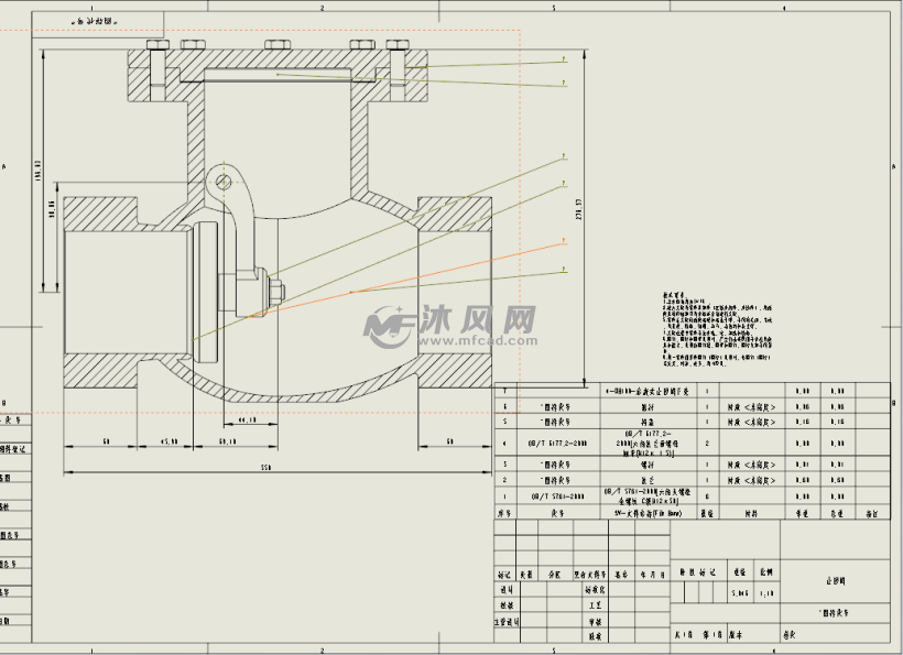 止回阀dn100模型 - 阀体图纸 - 沐风网