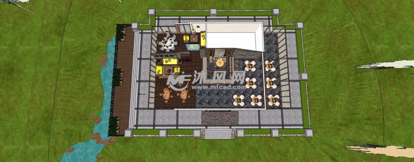 生态园林茶馆室内外设计三维模型
