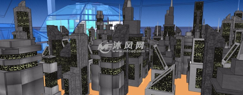 未来火星太空城游戏场景设计三维模型