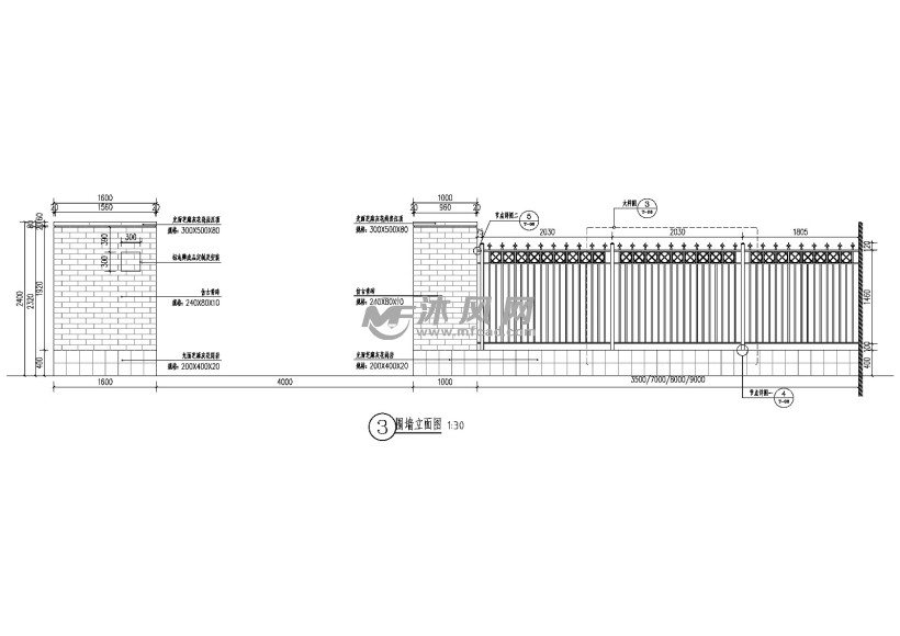 围墙施工cad图