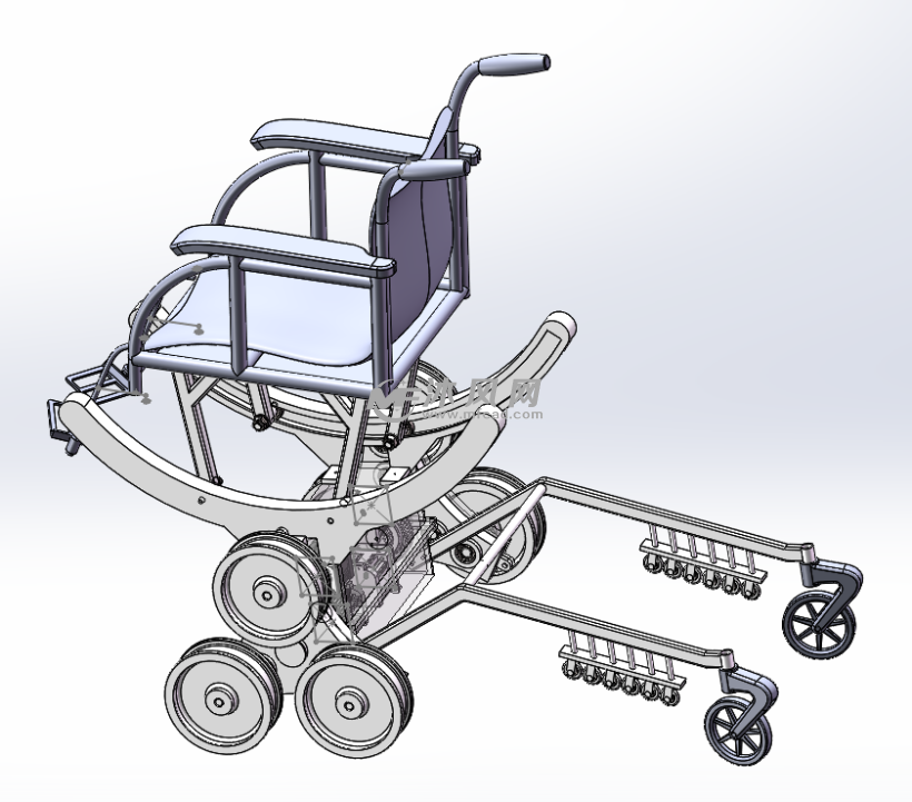 三星轮式可爬楼梯轮椅车设计