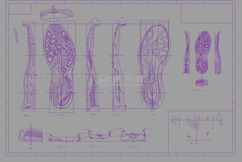 鞋模高难度2d工程图