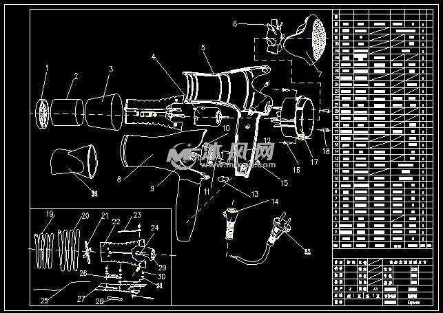 家用小型吹风机爆炸图