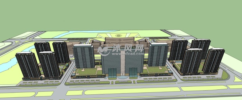 安徽某城市新区商业街带高层住宅规划设计三维