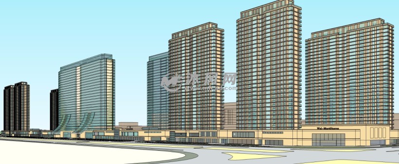 安徽某城市新区商业街带高层住宅规划设计三维