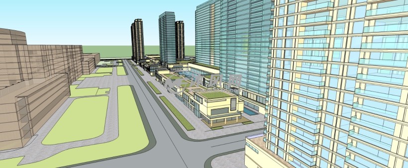 安徽某城市新区商业街带高层住宅规划设计三维