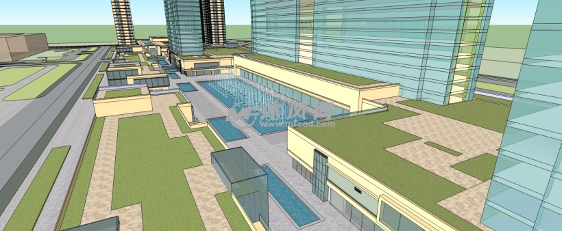 安徽某城市新区商业街带高层住宅规划设计三维