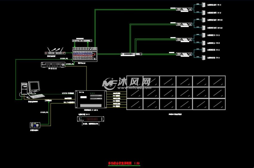 学校报告厅影音室会议室系统弱电cad