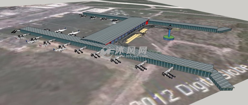 大型民用机场飞机航站楼三维模型