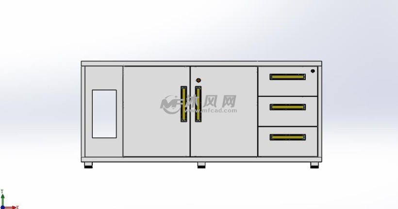 订制办公室桌边抽屉柜模型