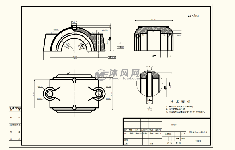 滚动轴承座sn212零件工艺规程及加工轴承孔气动夹具