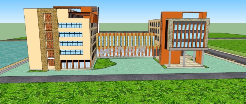 某汽车技术学校培训中心办公楼带屋顶花园三维模型