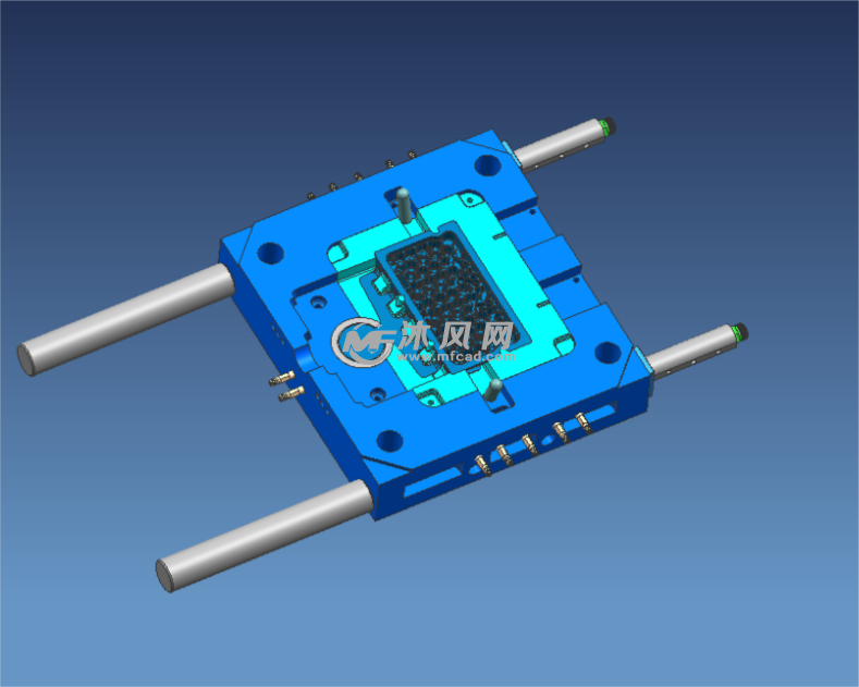 汽车缸盖3面滑块油缸抽芯压铸模具3d结构