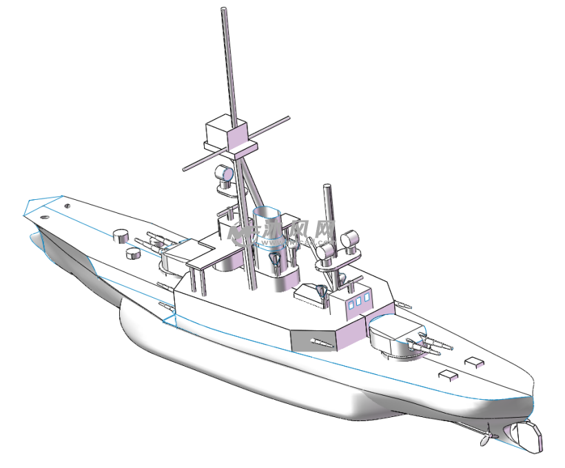 战舰设计模型sw 海洋船舶图纸 沐风网