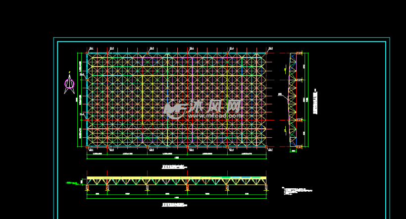 44.85x23.40m网架钢结构厂房施工图