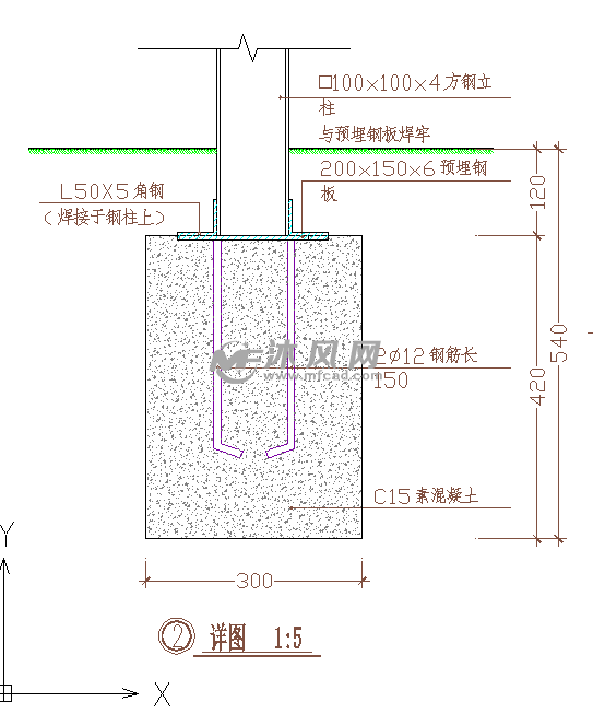 钢链护栏围墙施工图纸