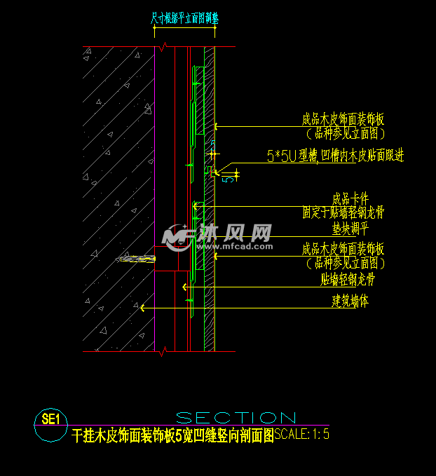 木饰面干挂木皮饰面装饰节点详细图纸