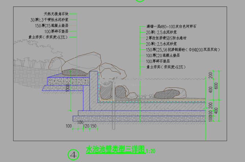 水池边假山驳岸护坡施工图纸