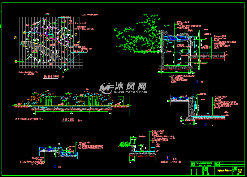 意大利风格的庭院假山跌水施工图纸