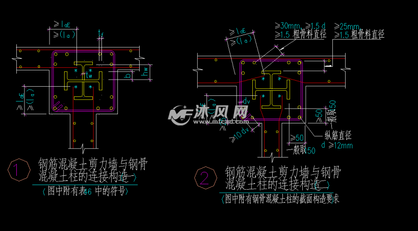 钢筋混凝土剪力墙与钢骨混凝土梁的连接构造节点