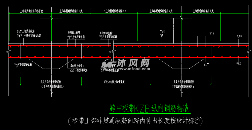 无梁楼盖板带纵向钢筋构造节点图纸