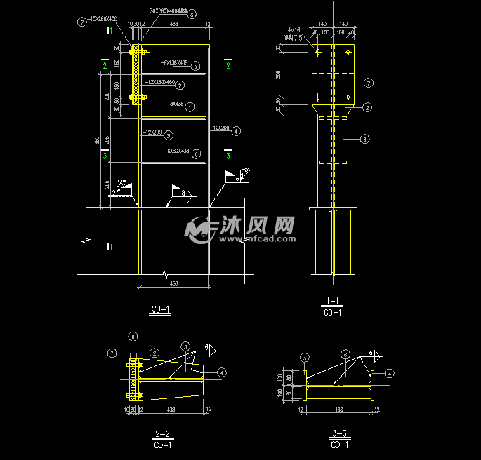 常用的吊车轨道连接及吊车车档图纸