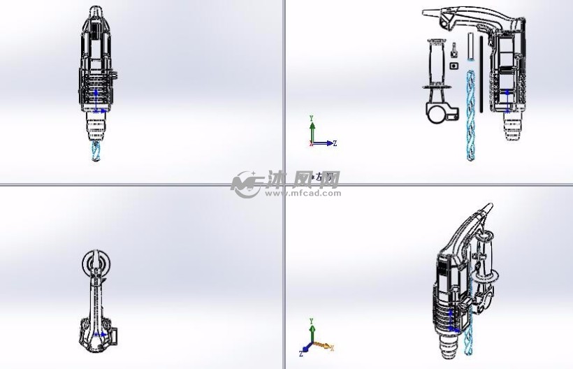 电钻三维模型三视图