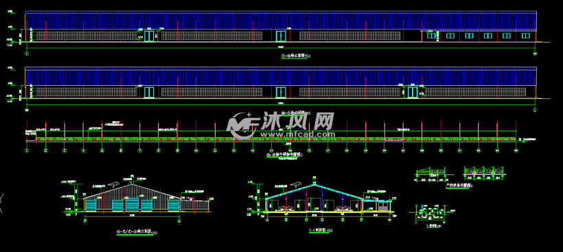 畜牧场畜牧干奶牛舍产牛舍建筑工艺图纸钢结构牛棚养殖场