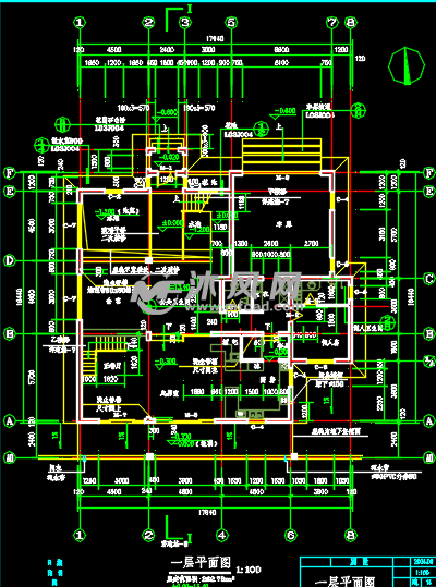 17.94X16.44两层砖混别墅欧式别墅建筑施工图区别价格的天然气结构对图片