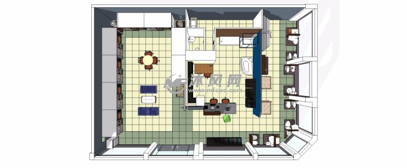 装潢卫浴建材专卖店展厅室内工装设计俯视图